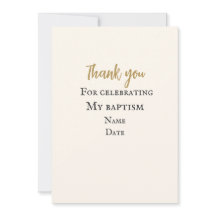 Elegant Personalised Baptism Thank You Card