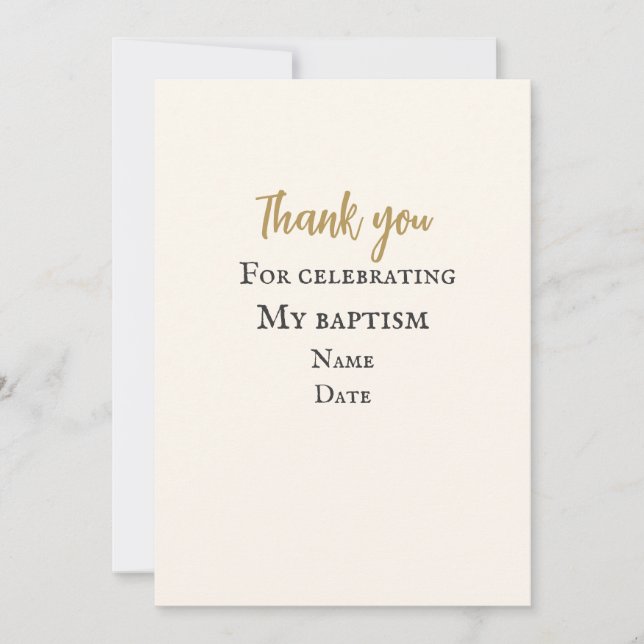 Elegant Personalised Baptism Thank You Card (Front)