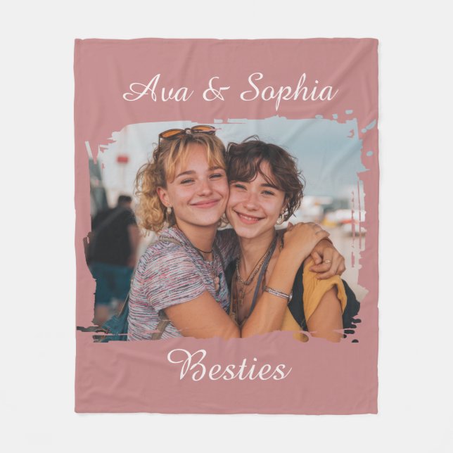 Elegant Personalised Best Friends | Family Photo  Fleece Blanket (Front)