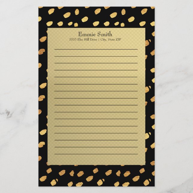 Elegant Personalised Black and Gold Stationery (Front)