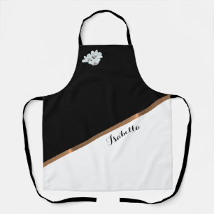 Elegant Personalised Black White Minimalist Apron