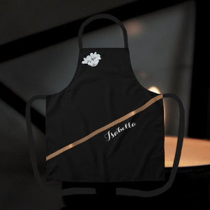 Elegant Personalised Black White Minimalist Apron