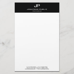 Elegant Personalised Black White Modern Template Stationery