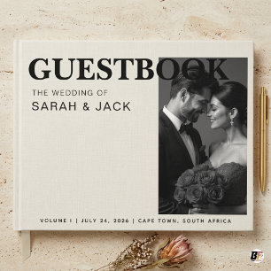 Elegant Personalised Black & White Photo Wedding Guest Book