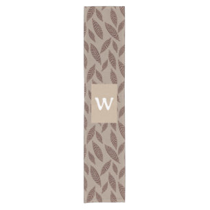Elegant Personalised Boho Block Print Leaves Short Table Runner