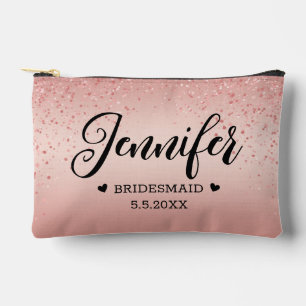 elegant Personalised bridesmaid pink glitters Accessory Pouch