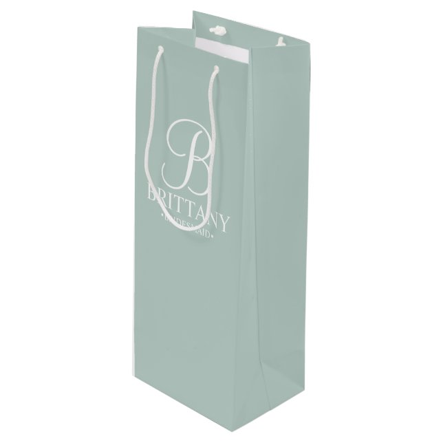 Elegant Personalised Bridesmaid Wine Gift Bag (Front Angled)