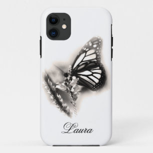 Elegant Personalised Butterfly Black and White Case-Mate iPhone Case