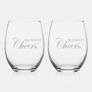 Elegant Personalised Cheers! Best Mum and Dad Ever Stemless Wine Glass