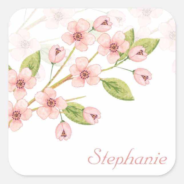 Elegant Personalised Cherry Blossom | Sticker (Front)