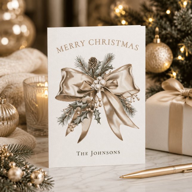 Elegant Personalised Christmas Bow Card  (Creator Uploaded)
