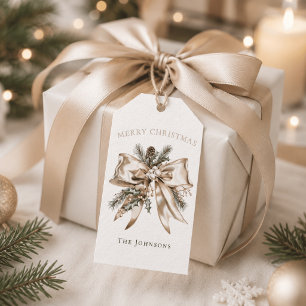 Elegant Personalised Christmas Bow Gift Tag