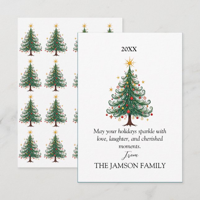 Elegant Personalised Christmas Card  (Front/Back)