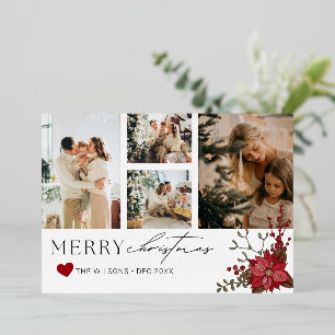 Elegant Personalised Christmas Card with Poinsetti