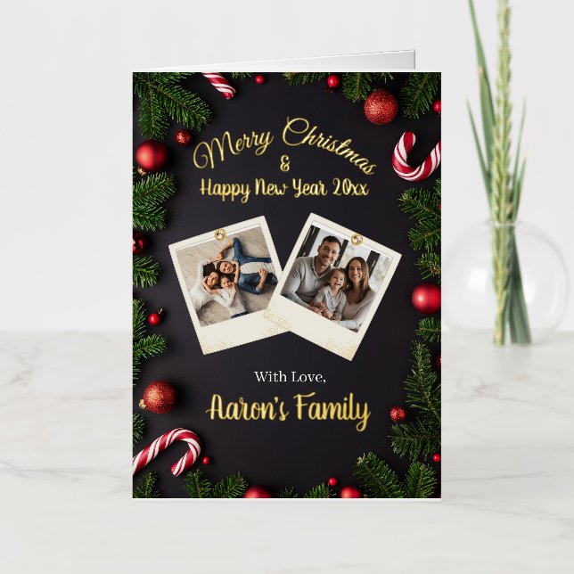 Elegant Personalised Christmas Greeting Gold Card (Front)