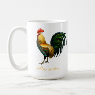 Elegant Personalised Colourful Rooster chicken   C Coffee Mug