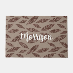 Elegant Personalised Door Mat with Leaves 