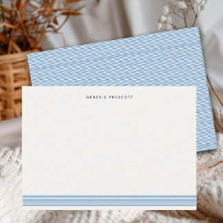 Elegant Personalised Dusty Blue Stripe Card