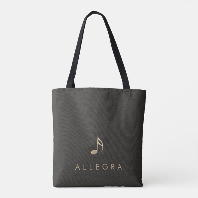 Elegant Personalised Embossed Gold Music Note Tote Bag (Back)