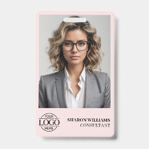 Elegant Personalised Employee Photo Company Logo ID Badge