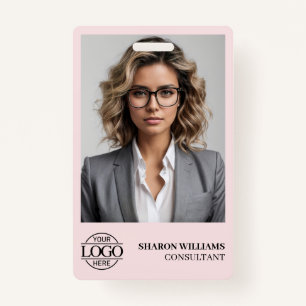 Elegant Personalised Employee Photo Company Logo ID Badge