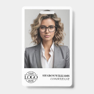 Elegant Personalised Employee Photo Company Logo ID Badge