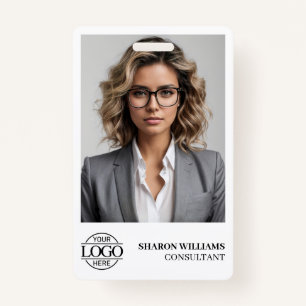 Elegant Personalised Employee Photo Company Logo ID Badge
