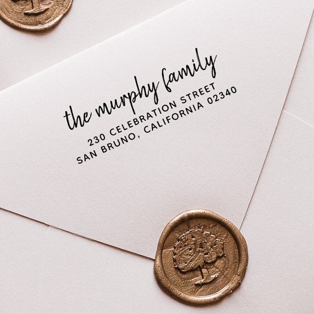 Elegant Personalised Family Name & Return Address Self-inking Stamp (Rubber Stamp Mock-up)