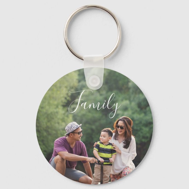 Elegant Personalised Family Two Photo Monogram  Key Ring (Front)