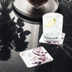 Elegant Personalised Floral Coaster