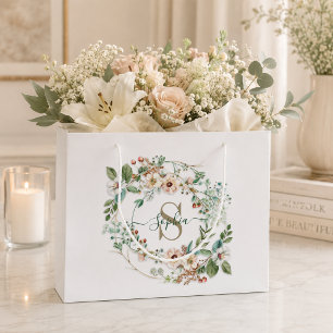 Elegant Personalised Floral Monogram Name Gift Bag