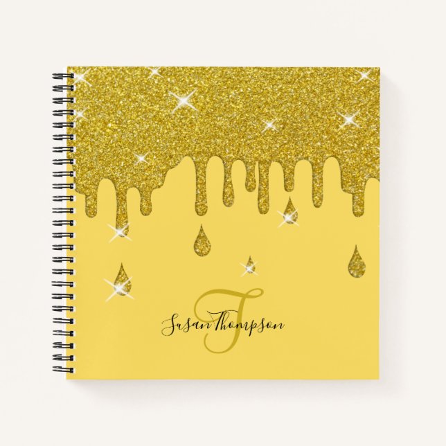 Elegant Personalised Gold Glitter Effect Sparkles Notebook (Front)