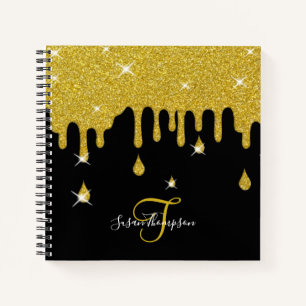 Elegant Personalised Gold Glitter Effect Sparkles Notebook