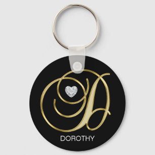 Elegant Personalised Gold Monogrammed Letter D Key Ring