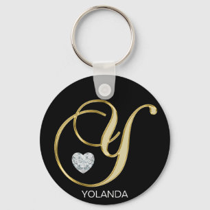 Elegant Personalised Gold Monogrammed Letter Y Key Ring