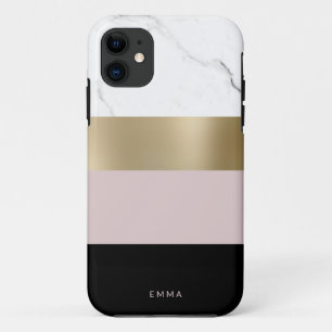 Elegant personalised gold white marble Case-Mate iPhone case