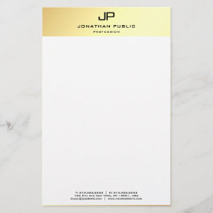 Elegant Personalised Gold White Modern Template Stationery