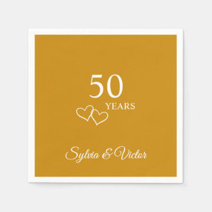 Elegant Personalised Golden 50th Anniversary Party Napkin