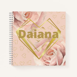 Elegant personalised golden floral notebook