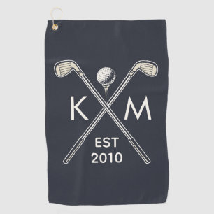 Elegant personalised golf club monogram design towel