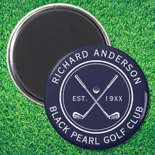 Elegant Personalised Golf Club Name Navy Blue Magnet
