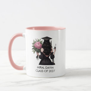 Elegant Personalised Graduation Girl illustration Mug