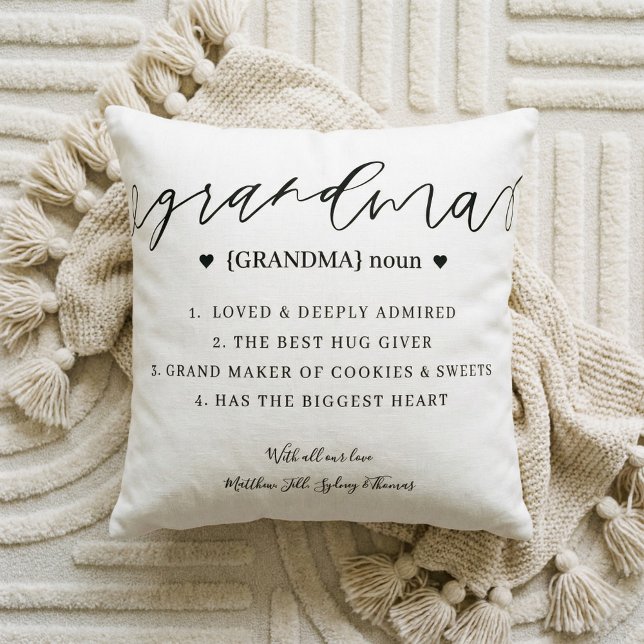 Elegant Personalised Grandma Definition Keepsake Cushion (Custom Grandma Definition Mother's Day Keepsake Throw Pillow)