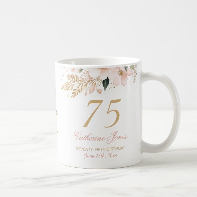 Elegant Personalised Grandmother's 75th Birthday Coffee Mug (Right)