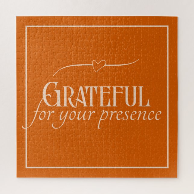 Elegant Personalised Grateful Thanksgiving Autumn Jigsaw Puzzle (Vertical)
