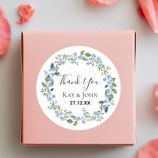 Elegant Personalised Greenary Thank You Wedding Classic Round Sticker (Creator Uploaded)