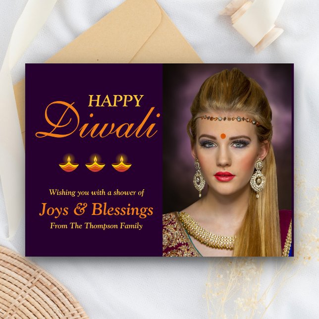 Elegant Personalised Happy Diwali Photo Card (Creator Uploaded)