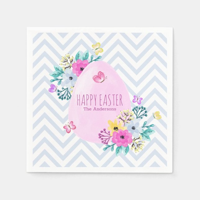 Elegant Personalised Happy Easter | Paper Napkin (Front)