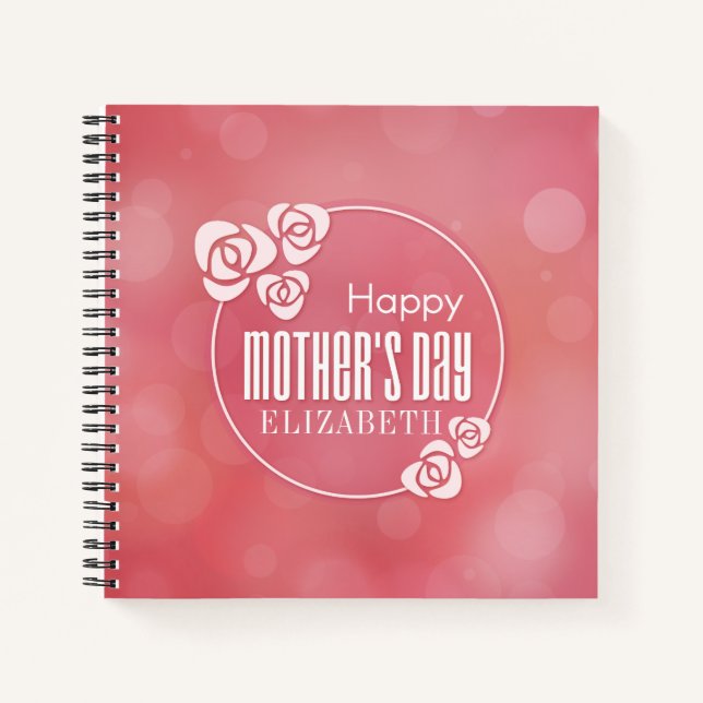 Elegant Personalised Happy Mother's Day Guestbook Notebook (Front)