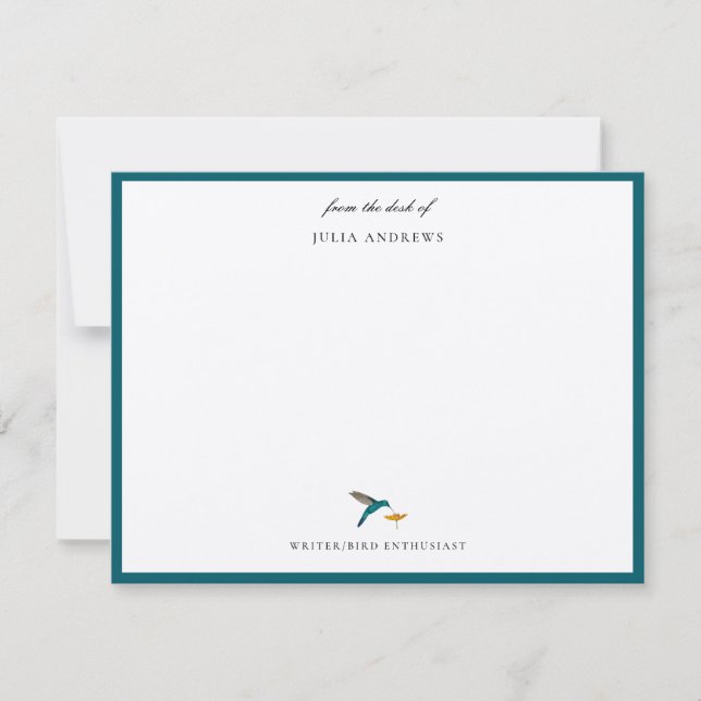 Elegant personalised hummingbird card (Front)